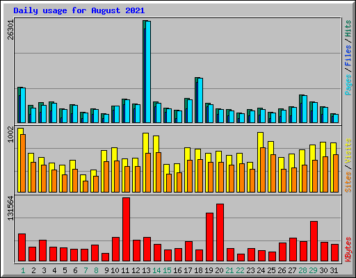 Daily usage for August 2021