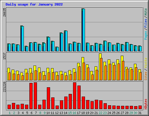 Daily usage for January 2022