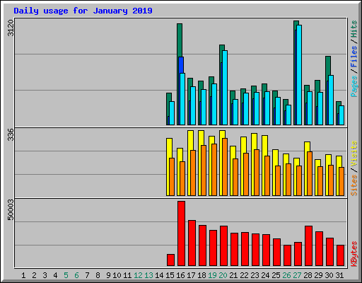 Daily usage for January 2019