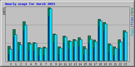 Hourly usage for March 2023